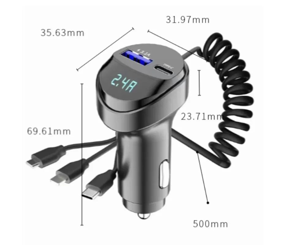 3 for 25.00 right now 55w 2 ports usb fast car phone charger 3.1 A with voltage display