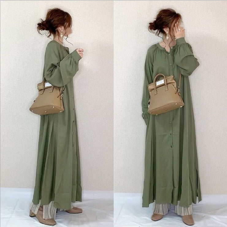Japanese Cardigan Long Sleeve Dress Women's Autumn Loose
