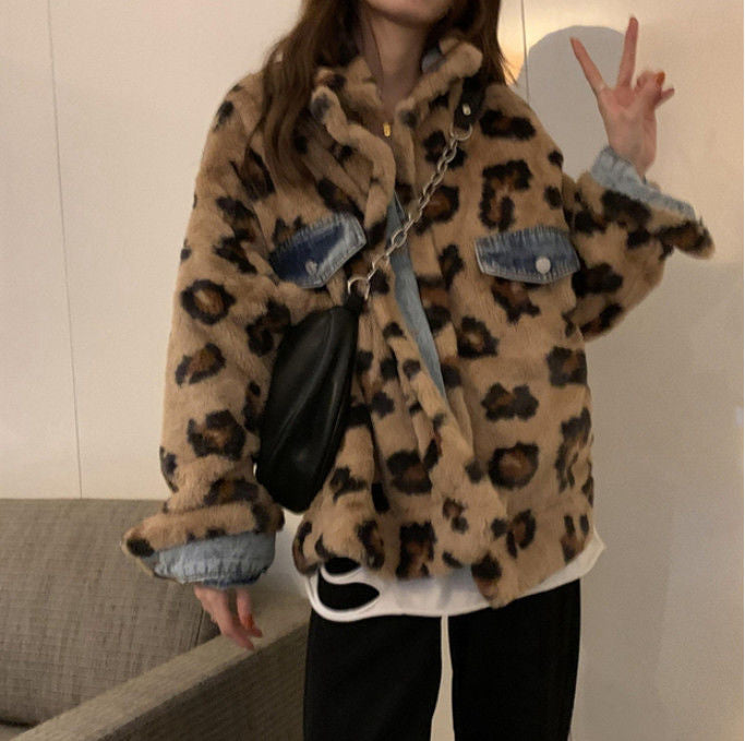 Double-sided Lamb Wool Coat Winter Denim Cotton Coat Ins