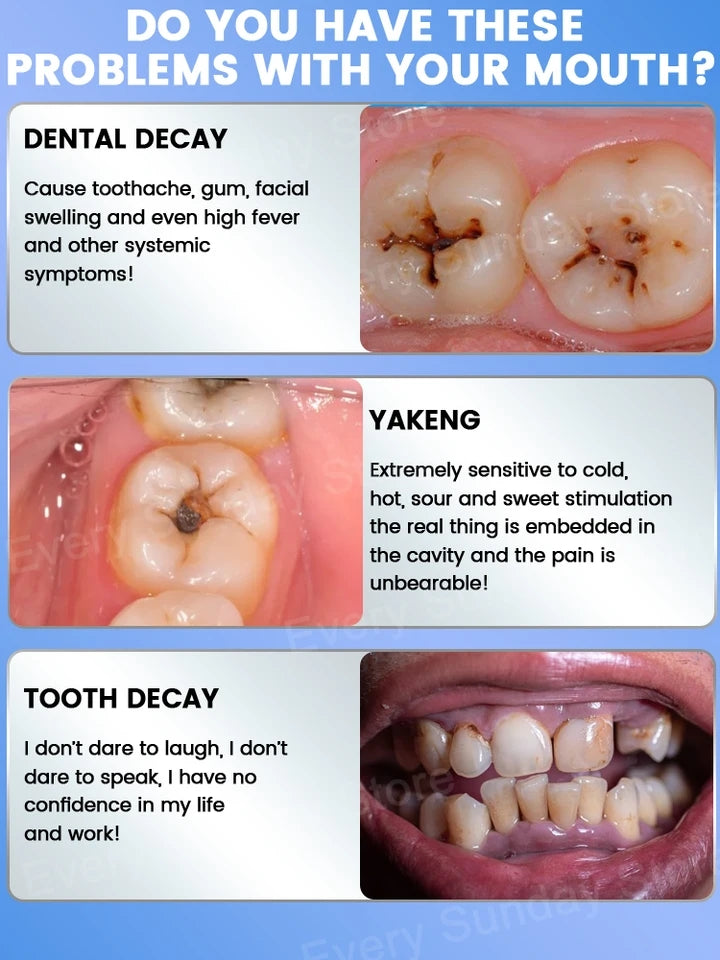 Whiten teeth, Clean Cavities, Remove Plaque, treat periodontitis, Freshen Breath