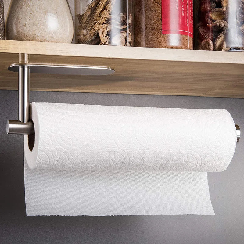30cm large Self Adhesive Wall Mounted Stainless Steel Toilet Paper Roll Holder Racks Holder Kitchen Roll Tissue Stand Organizer