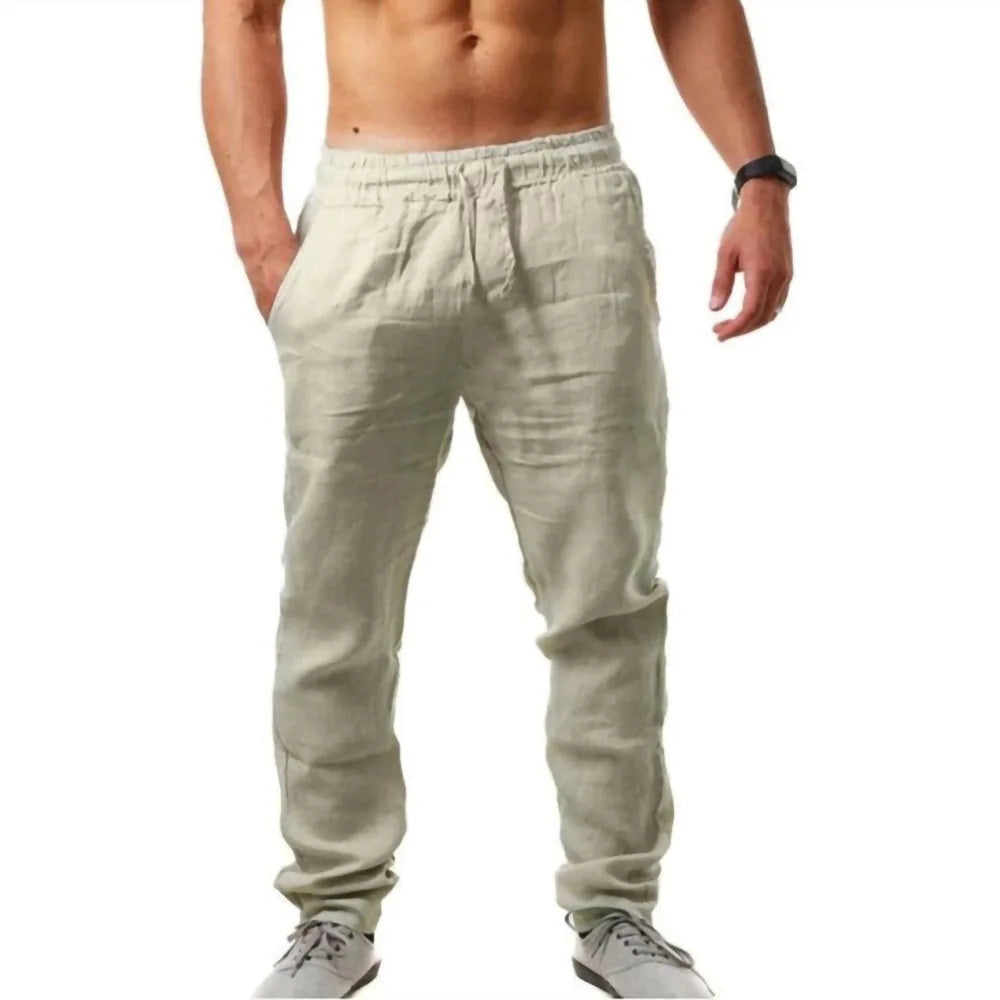 2021 New Men's Cotton Linen Pants Male Summer Breathable Solid Color Linen Trousers Fitness Streetwear M-3XL Men's Clothing