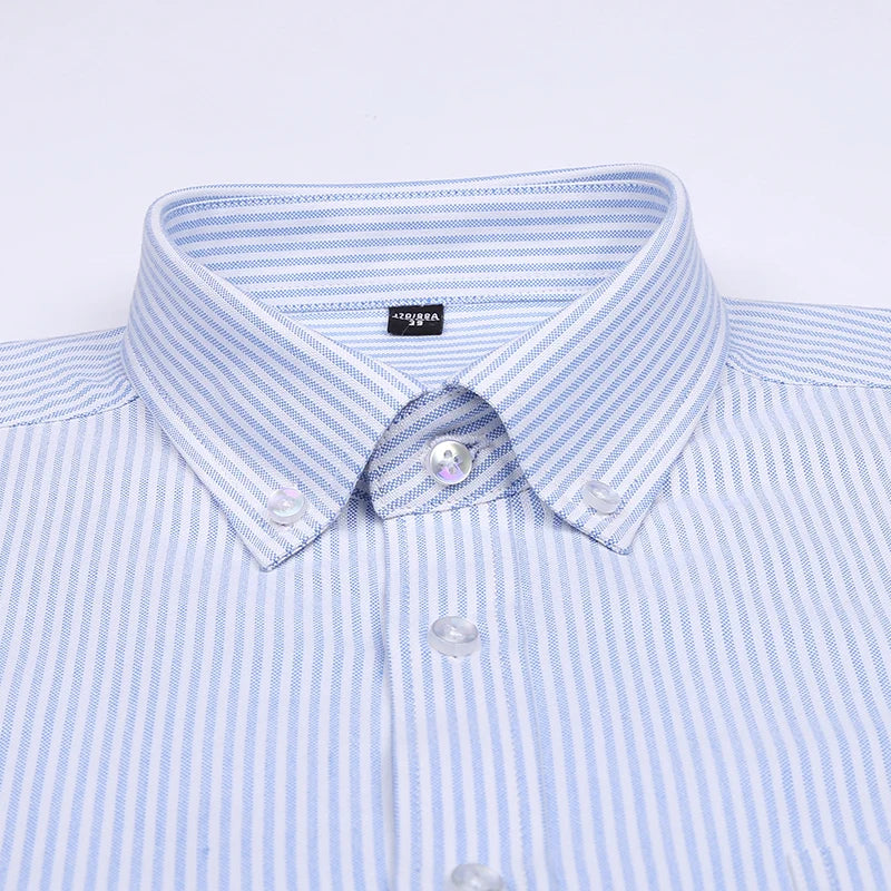 100% Cotton High-Grade Brand Men's Clothing Men Oxford Striped Social Shirts Leisure Style Men's Formal Business Shirts