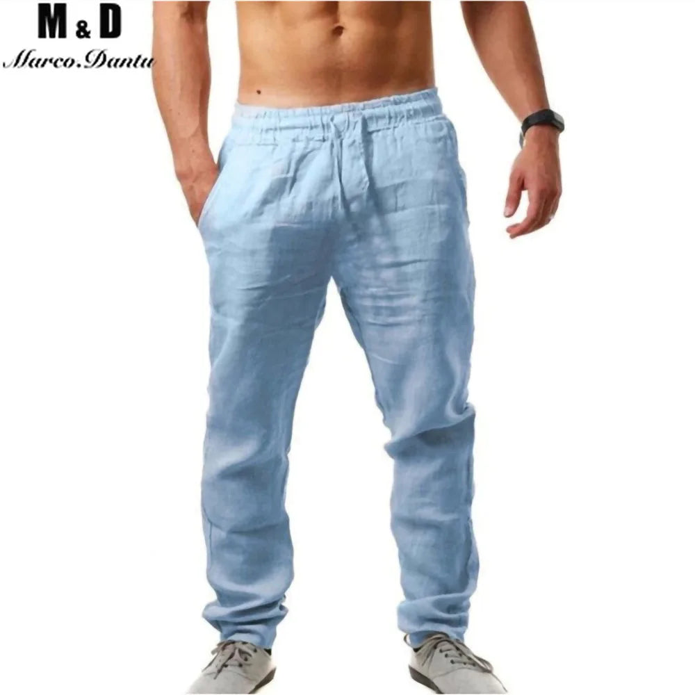 2021 New Men's Cotton Linen Pants Male Summer Breathable Solid Color Linen Trousers Fitness Streetwear M-3XL Men's Clothing