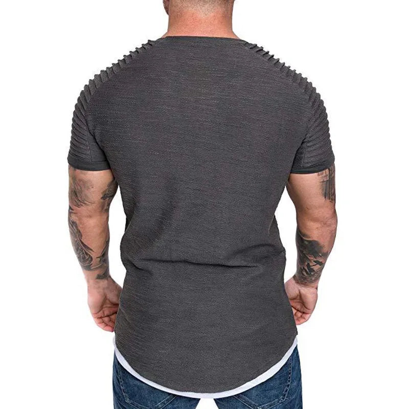 2023Summer Streetwear T-Shirts Men's Clothing M-3XL Casual Short Sleeve T Shirt Men Slim Fit Solid T Shirts Tops Tee Shirt Homme