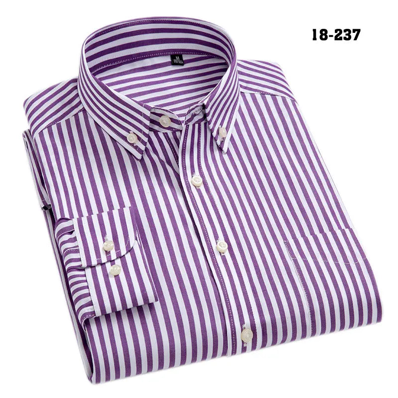 100% Cotton High-Grade Brand Men's Clothing Men Oxford Striped Social Shirts Leisure Style Men's Formal Business Shirts