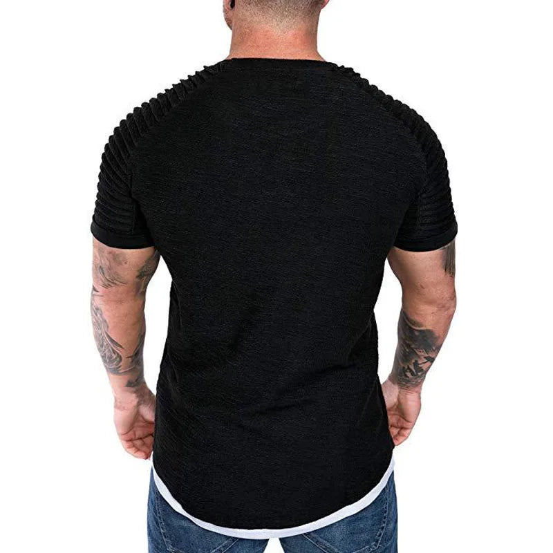 2023Summer Streetwear T-Shirts Men's Clothing M-3XL Casual Short Sleeve T Shirt Men Slim Fit Solid T Shirts Tops Tee Shirt Homme