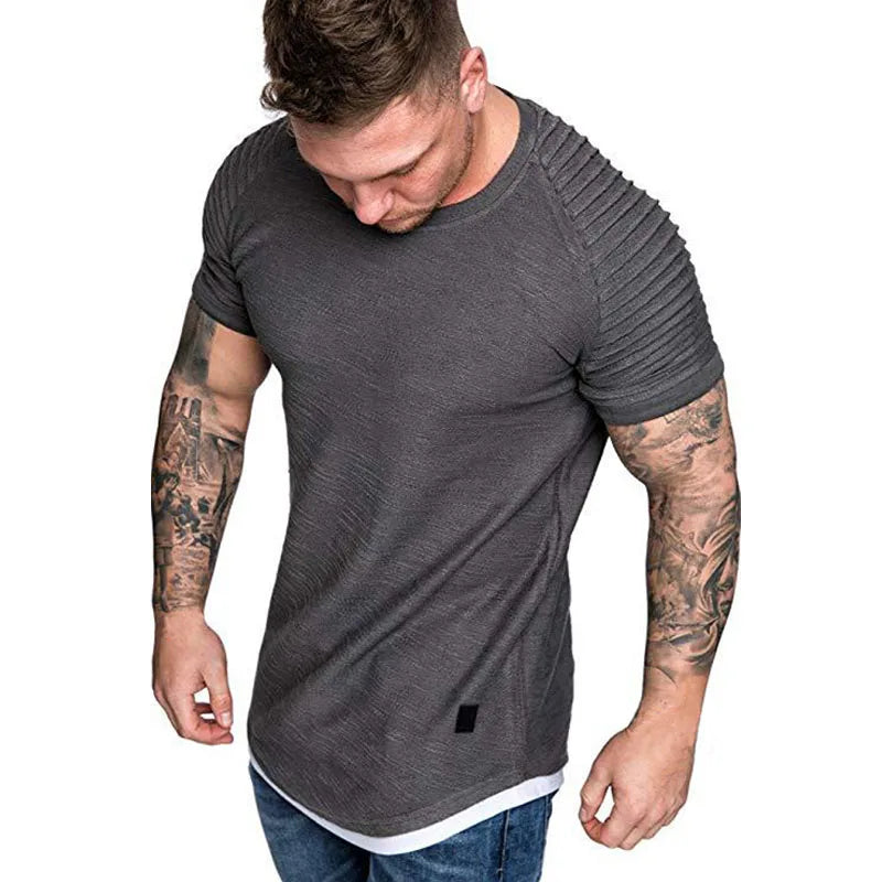 2023Summer Streetwear T-Shirts Men's Clothing M-3XL Casual Short Sleeve T Shirt Men Slim Fit Solid T Shirts Tops Tee Shirt Homme