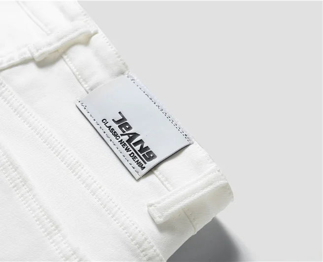 2022 Men Stretch Jeans Fashion white Denim Trousers For Male Winter fleece Retro Pants Casual Men's Jeans size 27-36