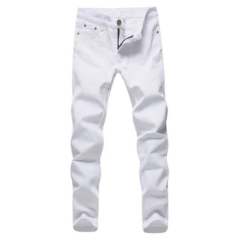 2022 Men Stretch Jeans Fashion white Denim Trousers For Male Spring And Autumn Retro Pants Casual Men's Jeans size 27-36