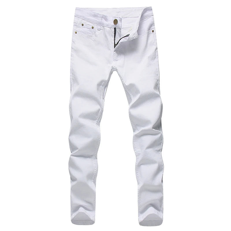 2022 Men Stretch Jeans Fashion white Denim Trousers For Male Spring And Autumn Retro Pants Casual Men's Jeans size 27-36