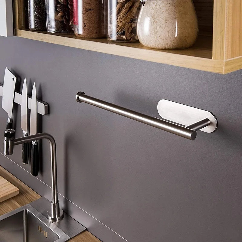 30cm large Self Adhesive Wall Mounted Stainless Steel Toilet Paper Roll Holder Racks Holder Kitchen Roll Tissue Stand Organizer