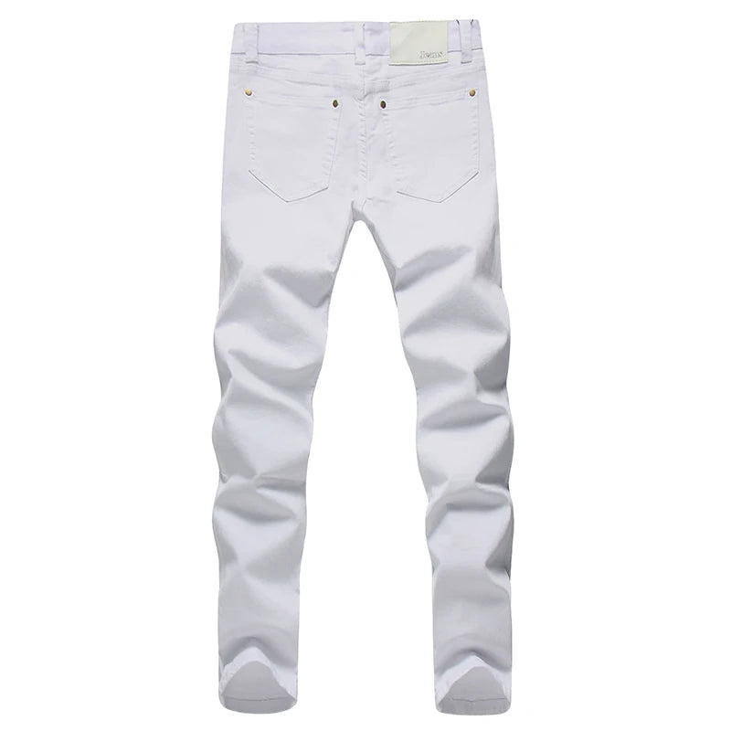 2022 Men Stretch Jeans Fashion white Denim Trousers For Male Spring And Autumn Retro Pants Casual Men's Jeans size 27-36