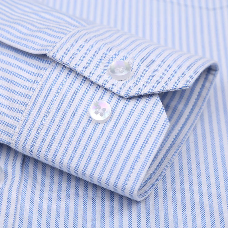 100% Cotton High-Grade Brand Men's Clothing Men Oxford Striped Social Shirts Leisure Style Men's Formal Business Shirts