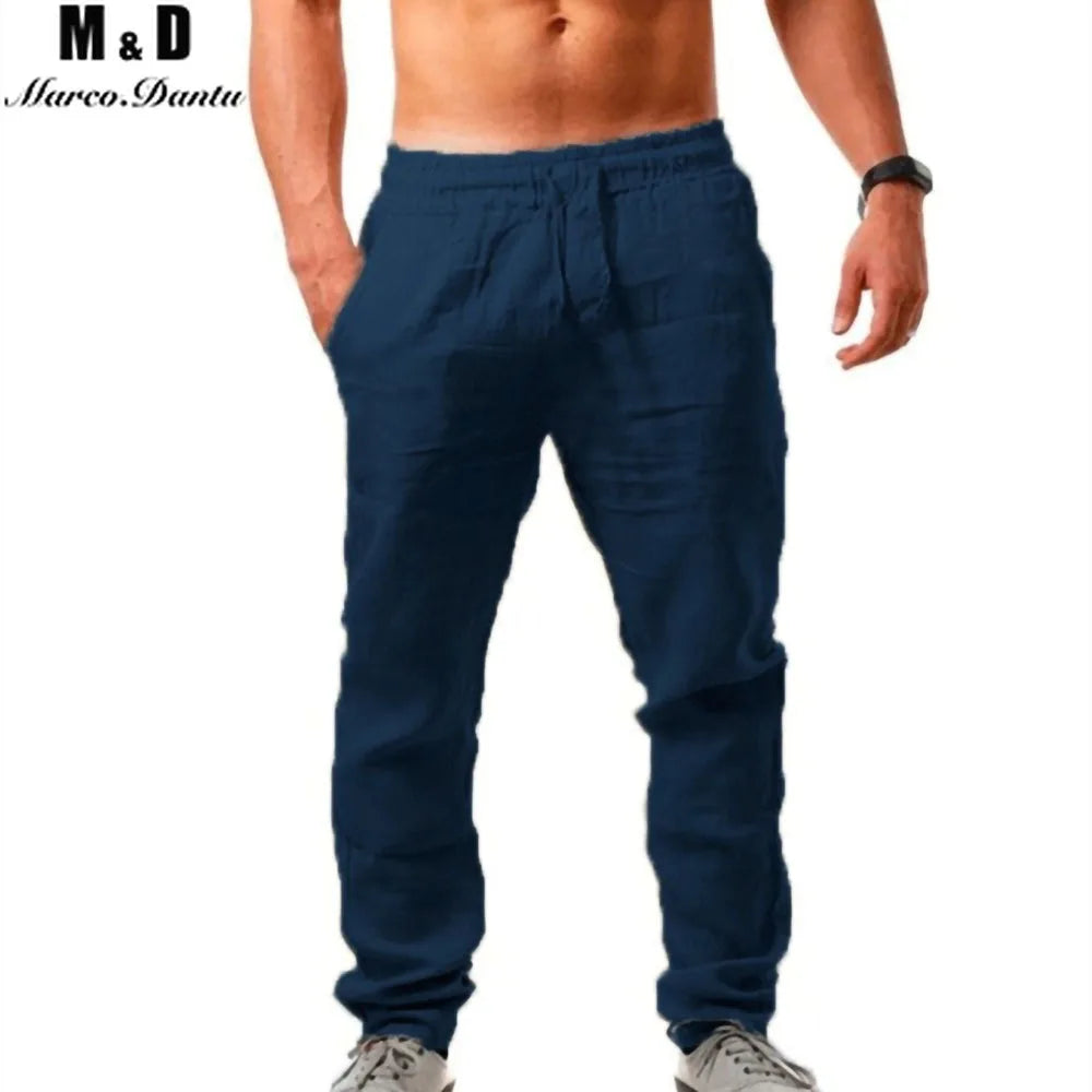 2021 New Men's Cotton Linen Pants Male Summer Breathable Solid Color Linen Trousers Fitness Streetwear M-3XL Men's Clothing