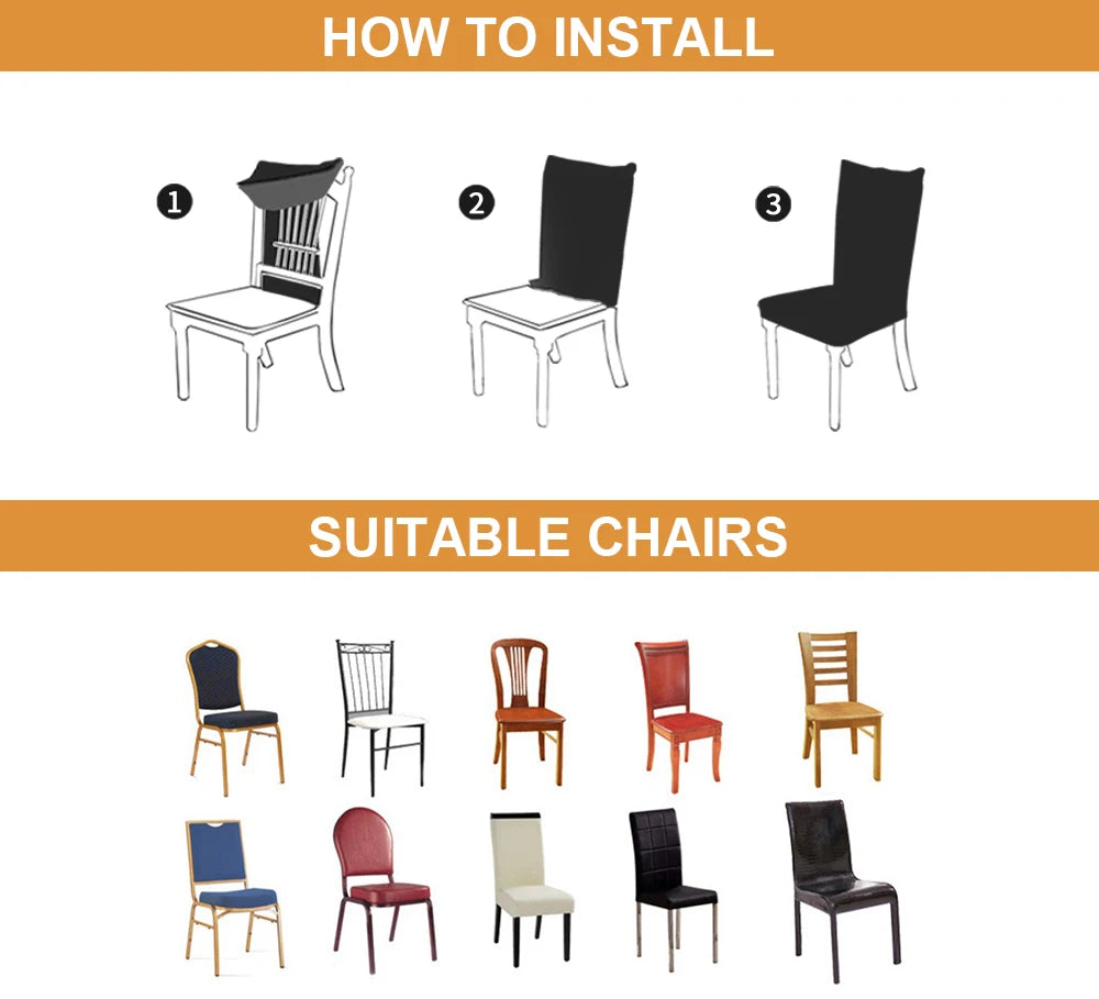 1/2/4/6PCS Dining Chair Covers Stretch Chair Slipcovers for Kitchen Living Room Banquet Hotel Restaurant Home Decoration