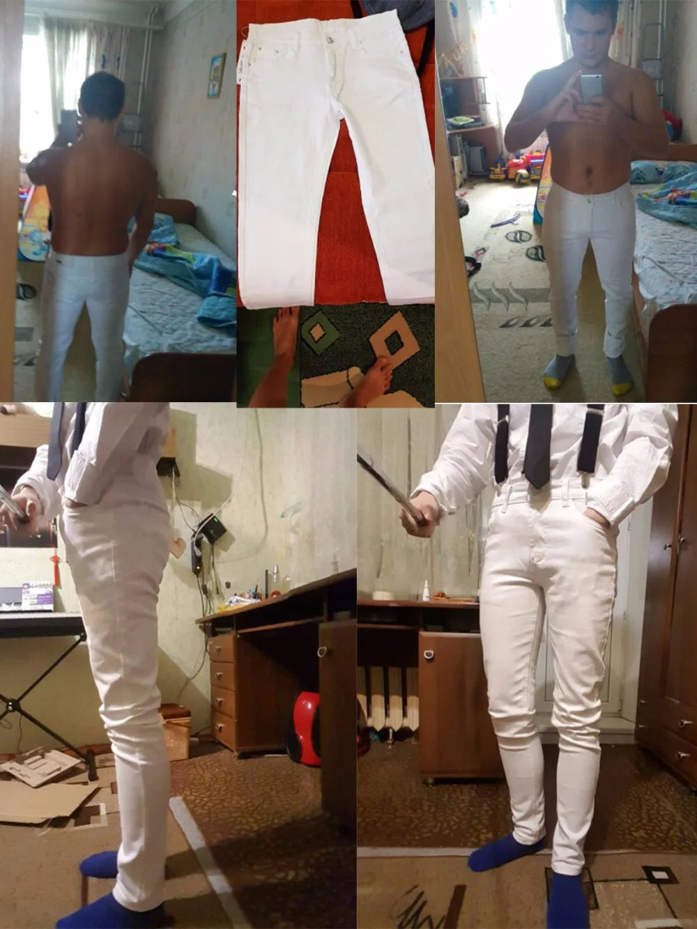 2022 Men Stretch Jeans Fashion white Denim Trousers For Male Spring And Autumn Retro Pants Casual Men's Jeans size 27-36
