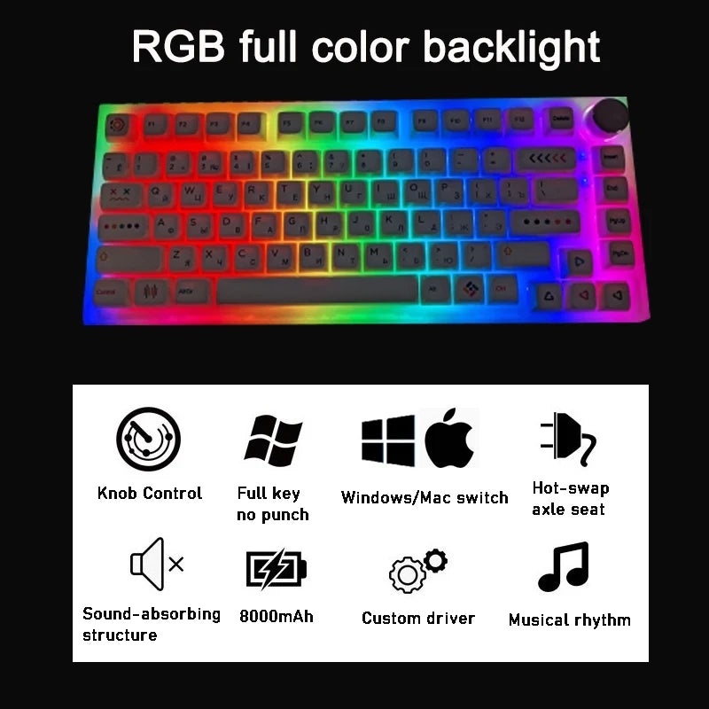 3 Mode FEKER IK75 V3 kit IK75 Pro 75% Mechanical Keyboard DIY Kit Hot Swap Wireless RGB Dial Knob Keyboard QMK+VIA Silicone pad