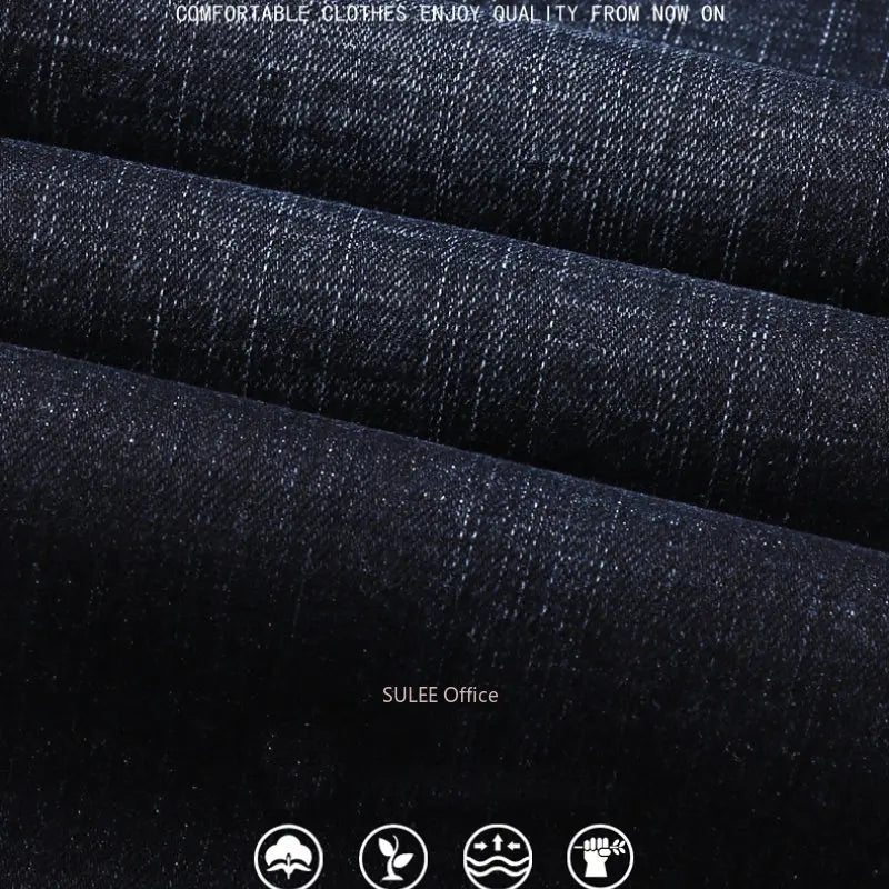 2023 Man Stretch Straight Fit Jeans Man Soft Black Men's Jeans Pants Masculino Denim Overalls Trousers