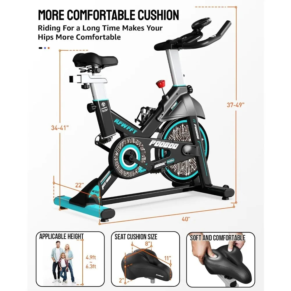 Exercise Bike,Adjustable Magnetic Resistance Silent Belt Drive,Fitness Stationary Bike Machine with 350lbs/300lb Weight Capacity