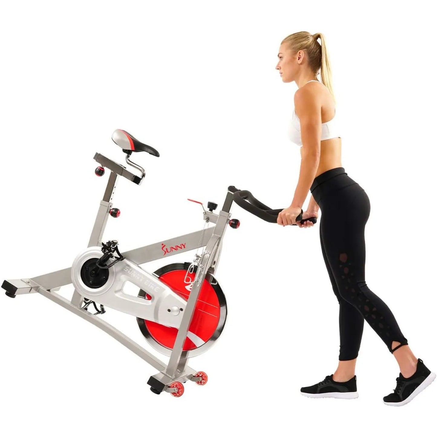 Indoor Cycling Exercise Bike with Magnetic/Felt Resistance and Belt/Chain Drive Optional Bluetooth Connectivity w/ SunnyFit® App