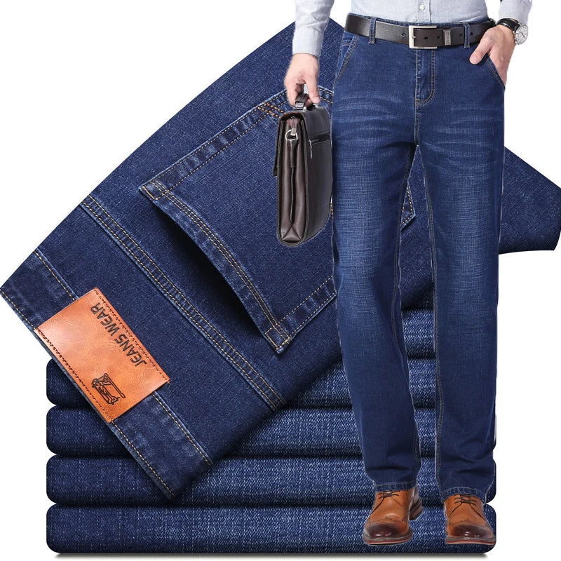 2023 Man Stretch Straight Fit Jeans Man Soft Black Men's Jeans Pants Masculino Denim Overalls Trousers