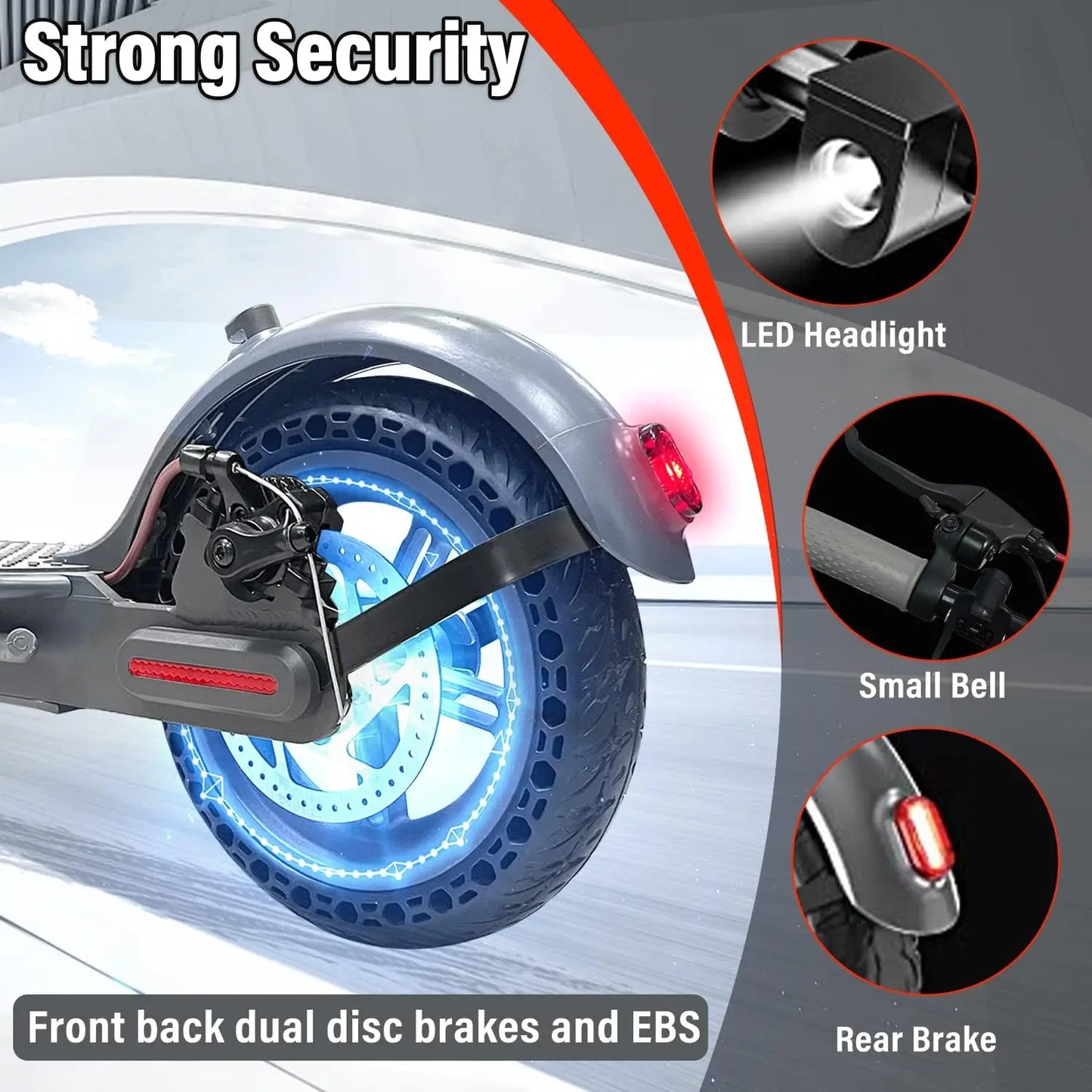350W Adults Electric Scooter 36V 10.4Ah 8.5 inch Solid Tires 30km/h Max Speed Commuter eScooter Electric Kick Scooter with APP