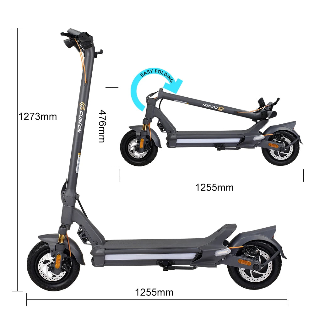 80KM Rang Adult Electric Scooter 10.5" Off Road Tires, Foldable Commuting E-Scooter with Dual Brakes & Suspension