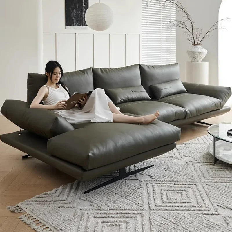 QB67 sofa, high-end villa living room, minimalist leather tofu block special-shaped UFO sofa