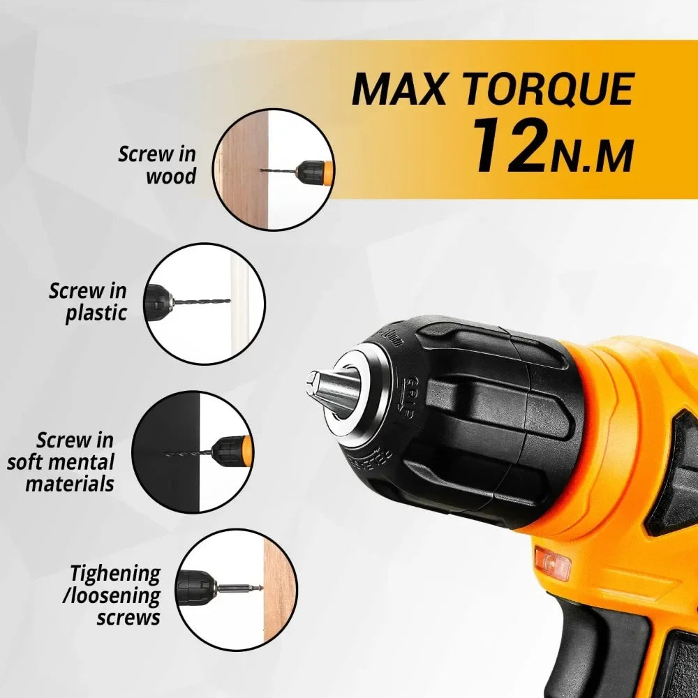 DEKOPRO 126 Piece Power Tool Combo Kits with 8V Cordless Drill, 10MM 3/8'' Keyless Chuck, Professional Household