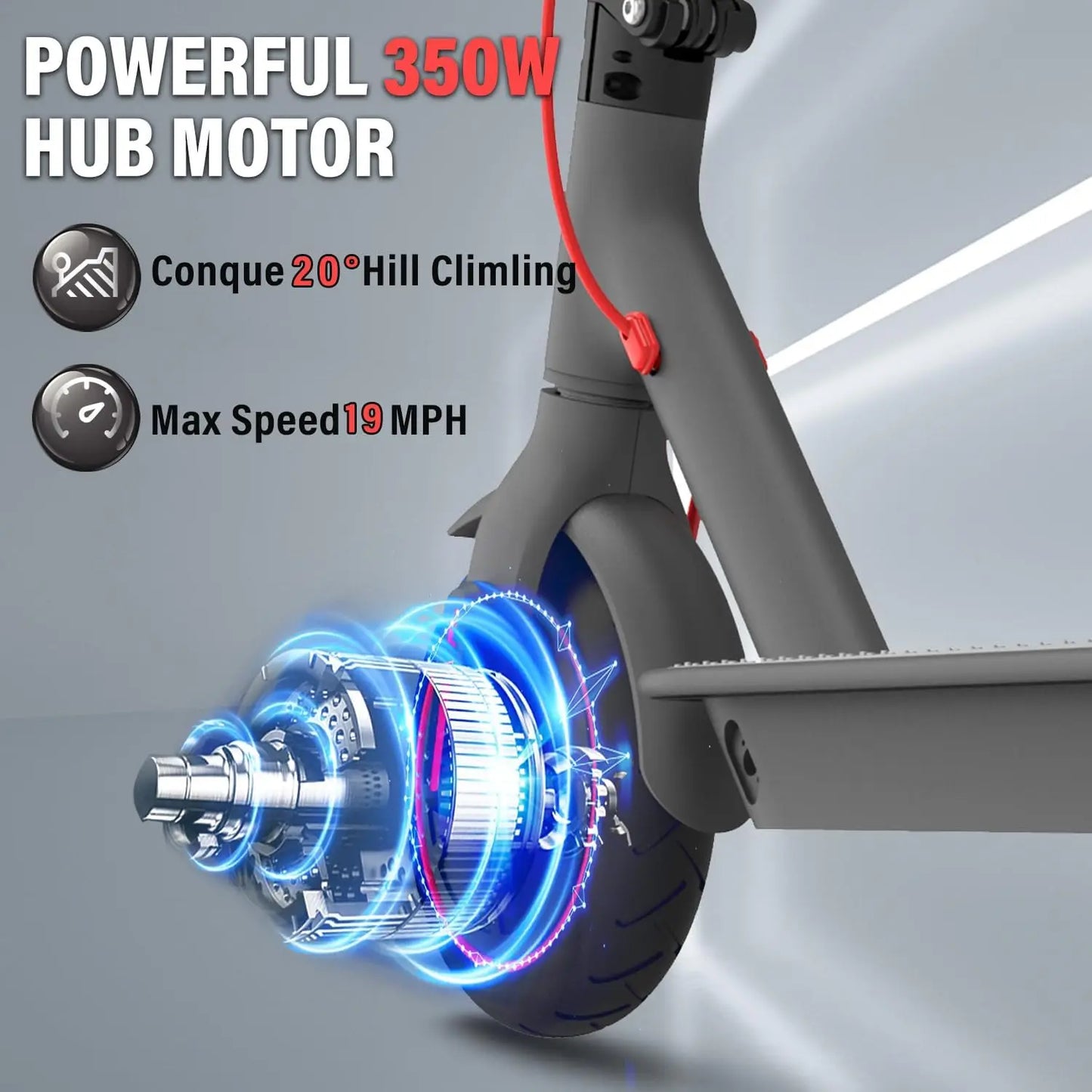 350W Adults Electric Scooter 36V 10.4Ah 8.5 inch Solid Tires 30km/h Max Speed Commuter eScooter Electric Kick Scooter with APP