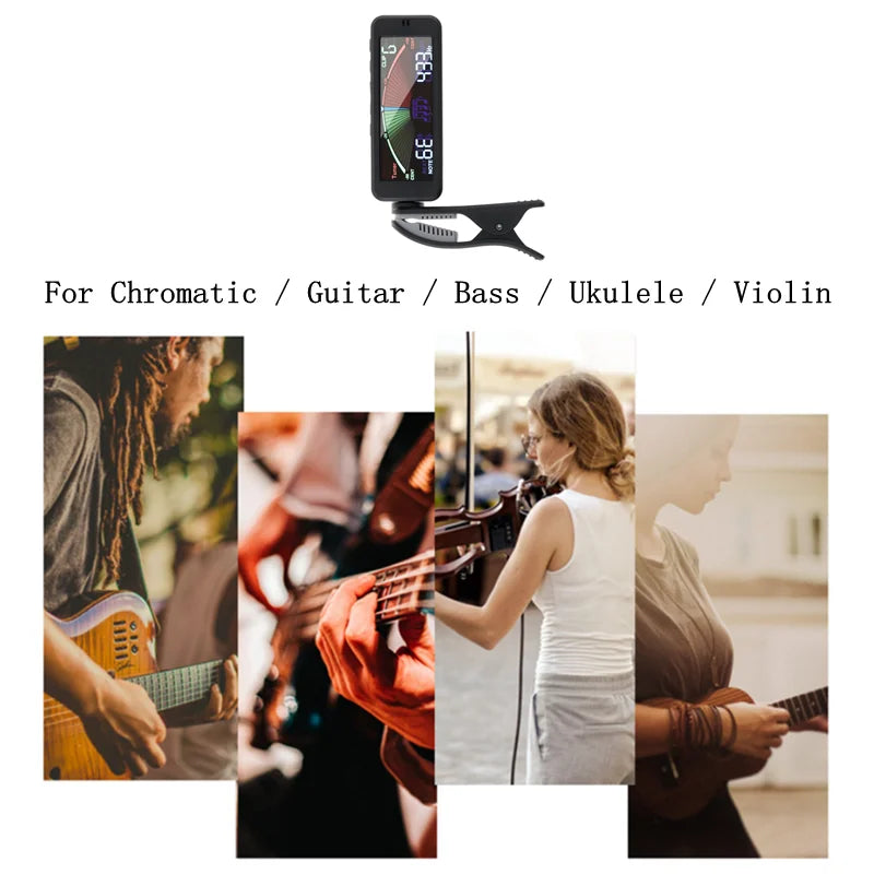 3 IN 1 Digital Guitar Tuner Metronome Generator Large LCD Screen Clip-on Tuner for Chromatic Acoustic Guitar Bass Ukulele Violin