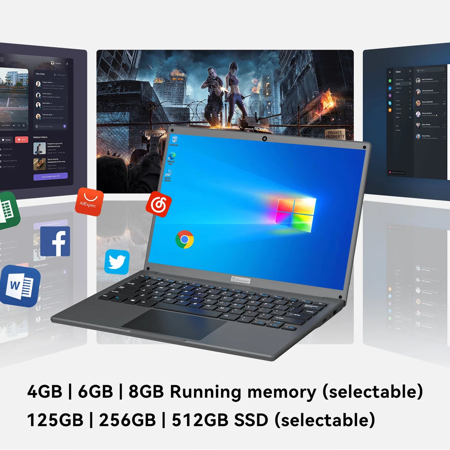 Adreamer LeoBook13 Laptop 13.3" Intel Celeron N4020 Notebook 8GB RAM 1TB SSD Cheap Computer 2560X1600 Resolution Office Study PC