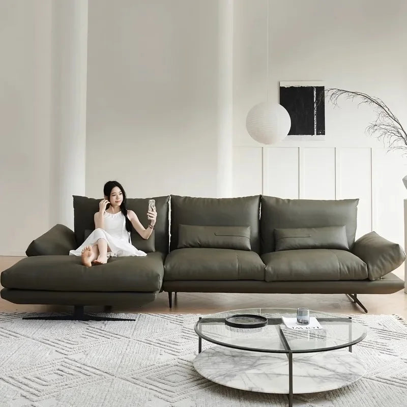 QB67 sofa, high-end villa living room, minimalist leather tofu block special-shaped UFO sofa