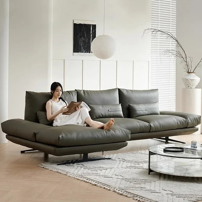 QB67 sofa, high-end villa living room, minimalist leather tofu block special-shaped UFO sofa