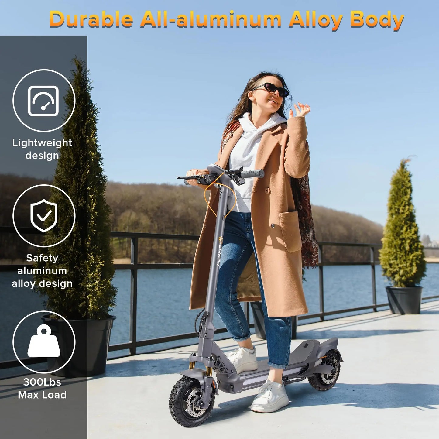 80KM Rang Adult Electric Scooter 10.5" Off Road Tires, Foldable Commuting E-Scooter with Dual Brakes & Suspension