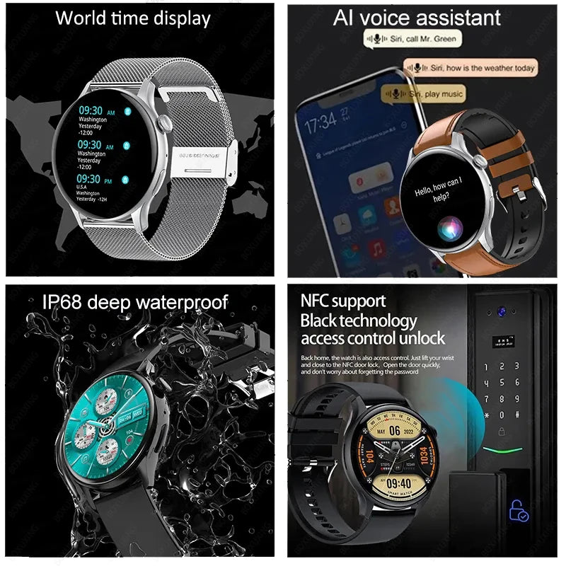 2023 New NFC Smart Watch Waterproof Sport Fitness Tracker Multifunction Bluetooth Call Smartwatch Men Woman For Huawei Xiaomi
