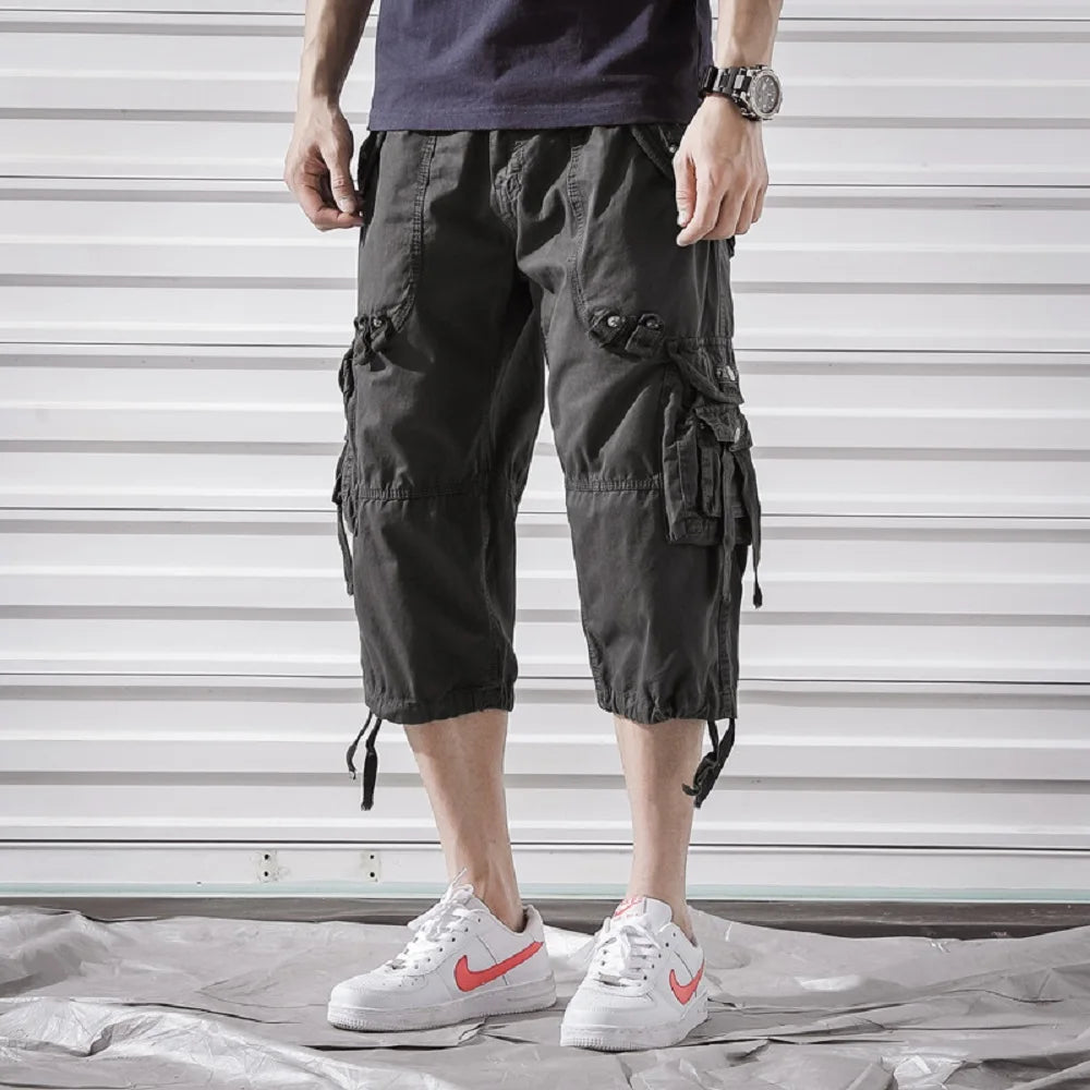 2022 Summer Cargo Shorts Men Casual Workout Military Army Men's Shorts Multi-pockets Calf-length Short Homme Men's Clothing