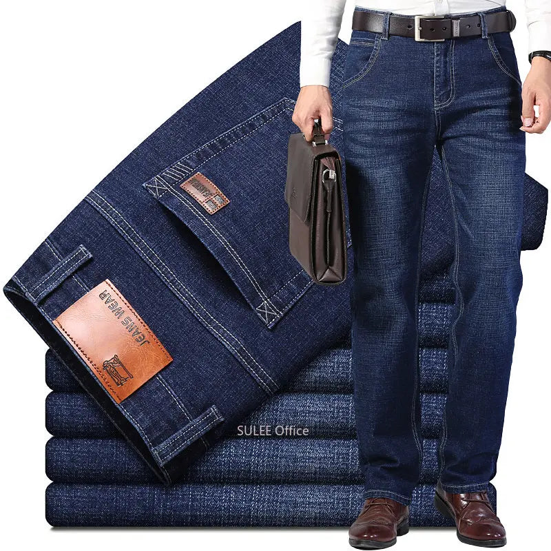 2023 Man Stretch Straight Fit Jeans Man Soft Black Men's Jeans Pants Masculino Denim Overalls Trousers