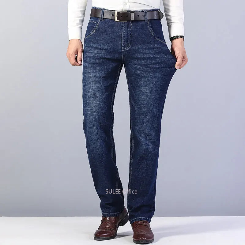 2023 Man Stretch Straight Fit Jeans Man Soft Black Men's Jeans Pants Masculino Denim Overalls Trousers