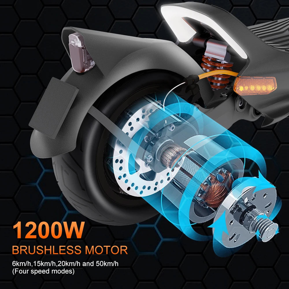 80KM Rang Adult Electric Scooter 10.5" Off Road Tires, Foldable Commuting E-Scooter with Dual Brakes & Suspension