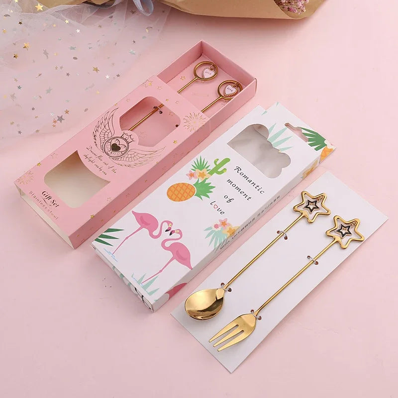 304 Stainless Steel Coffee Spoon watermelon ice cream spoon Tea Spoons Dessert Spoon Fork With Pretty Pendant Creative Tableware