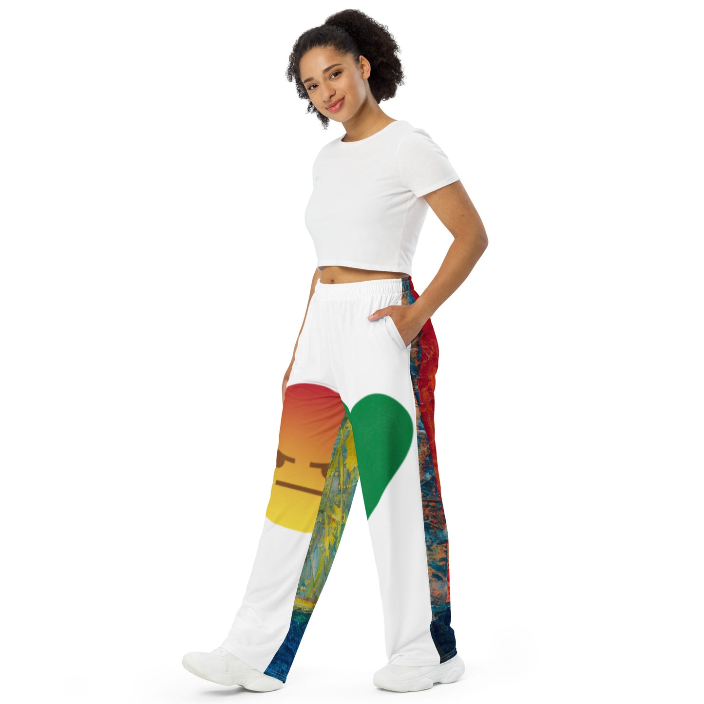 Youngblackmaninc. Mad Love All-over print unisex wide-leg pants