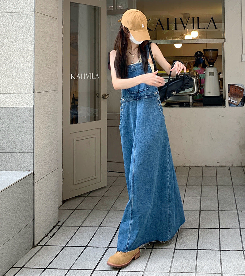 Autumn Japanese New Retro Plus Size Denim Suspender Skirt For Women