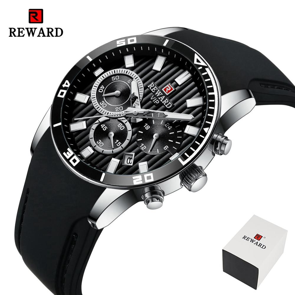 REWARD Mens Watches Top Brand Luxury Chronograph Green Men Silicone Waterproof Date Sport Wrist Watch Man Male Clock Dropship