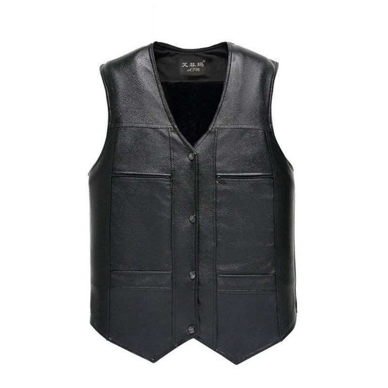 Ymwmhu PU Leather Waistcoat Men Motorcycle Vest Coat 2022 New Warm Autumn Sleeveless Jacket Velvet Solid Clothing Brand