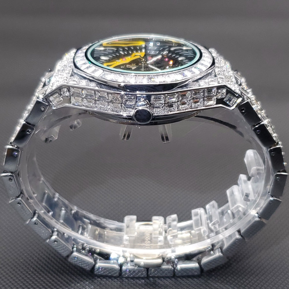 Luxury Automatic Watch For Men Hip Hop Diamond Skeleton Mechanical relogio masculino Ice Out waterproof Man Watches Dropshipping
