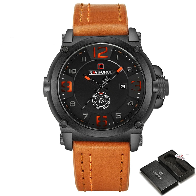 Top Brand Luxury NAVIFORCE Men Sports Watches Men's Army Military Leather Quartz Watch Male Waterproof Clock Relogio Masculino