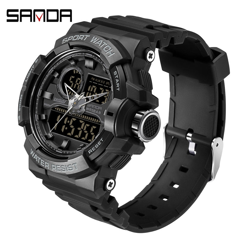 SANDA Waterproof Sports Watch Men's Clock LED Digital Quartz Watch Top Brand Luxury Men G style Luminous Watch Relogio Masculino
