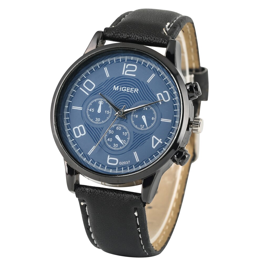 Watch Gift Set for Men Black Quartz Numerals Dial Men's Leather Watches Adjustable Bracelet Men Gift Set for Birthday with Boxes